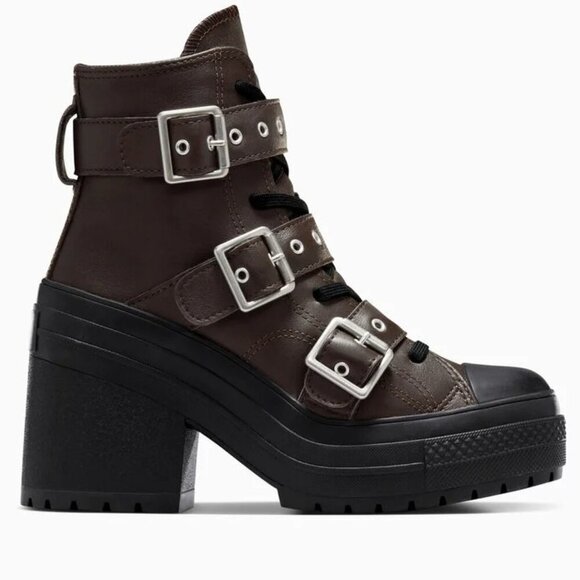 NEW CONVERSE Women Chuck 70 De Luxe Heel Leather Buckle Platform Sneaker Size 7 - Picture 1 of 9